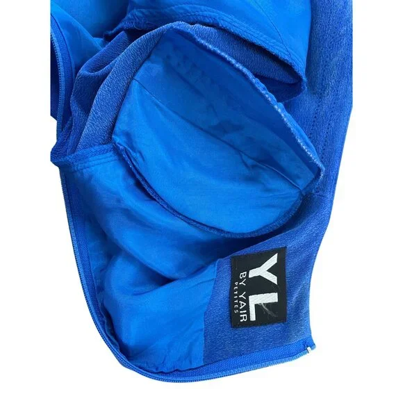 YL Women's Royal Blue Short Sleeve Dress W/ Back Zipper Elegant Design Size 4P - Picture 8 of 10